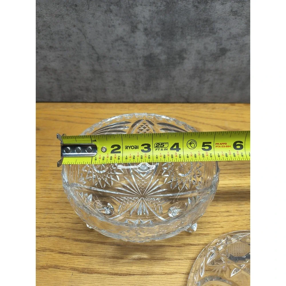 Vintage Crystal Cut Covered Candy Dish Star‎ Design